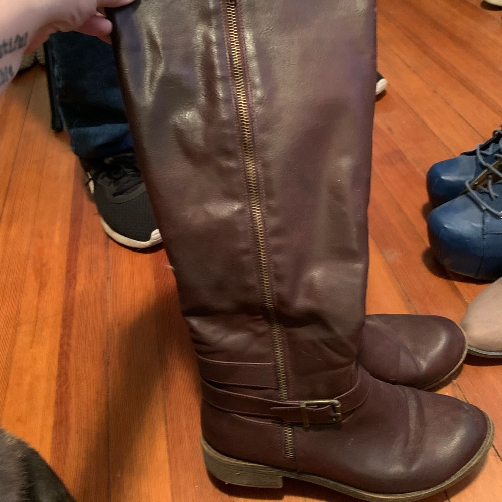 Burgundy knee-high boots!
